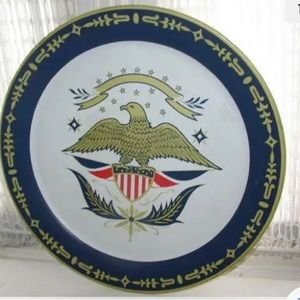 Vintage, Beautiful, Large 19in Diameter Seal of USA Metal Charger